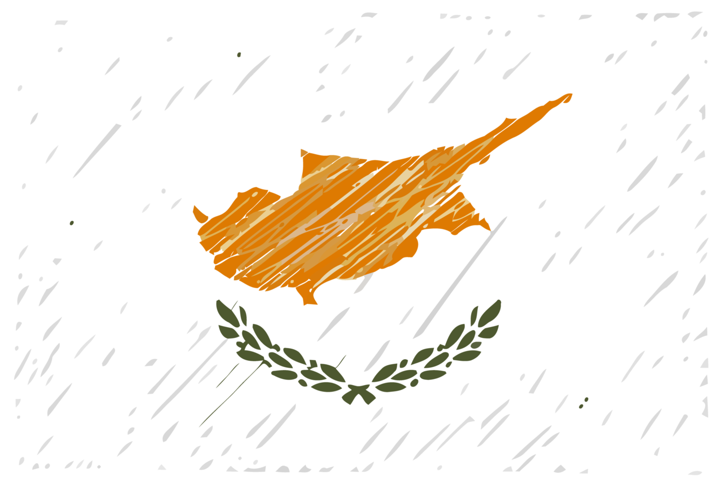 Cyprus National Country Flag Pencil Color Sketch Illustration with Transparent Background png