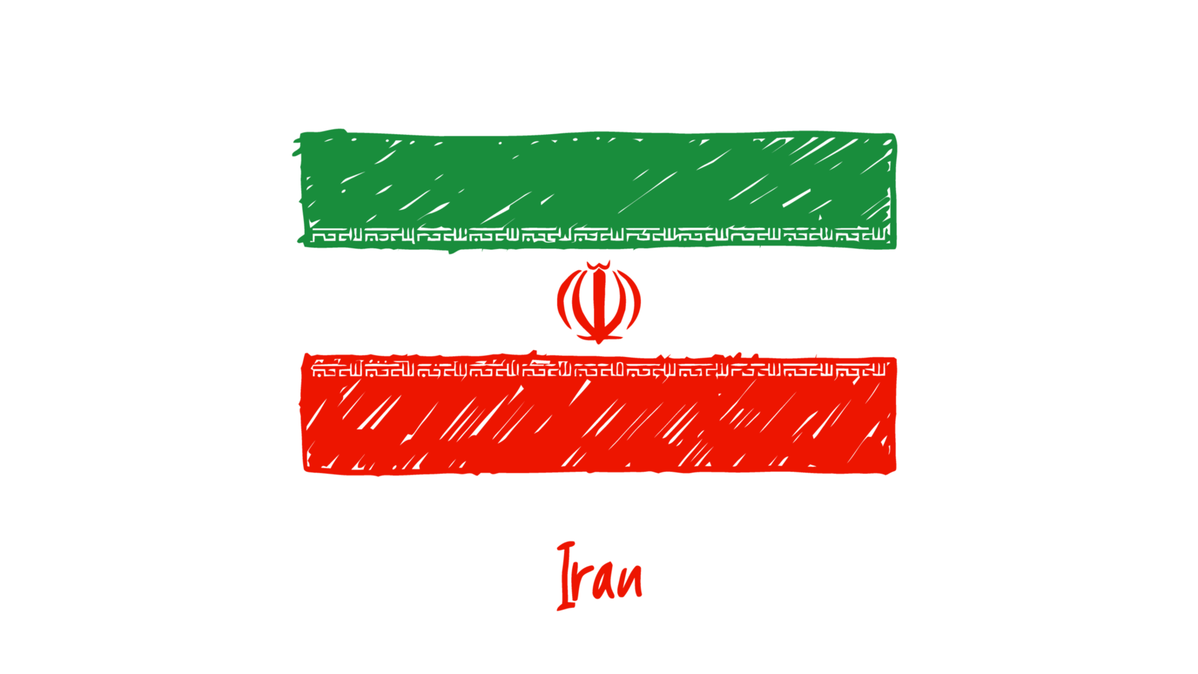Iran National Country Flag Pencil Color Sketch Illustration with Transparent Background png