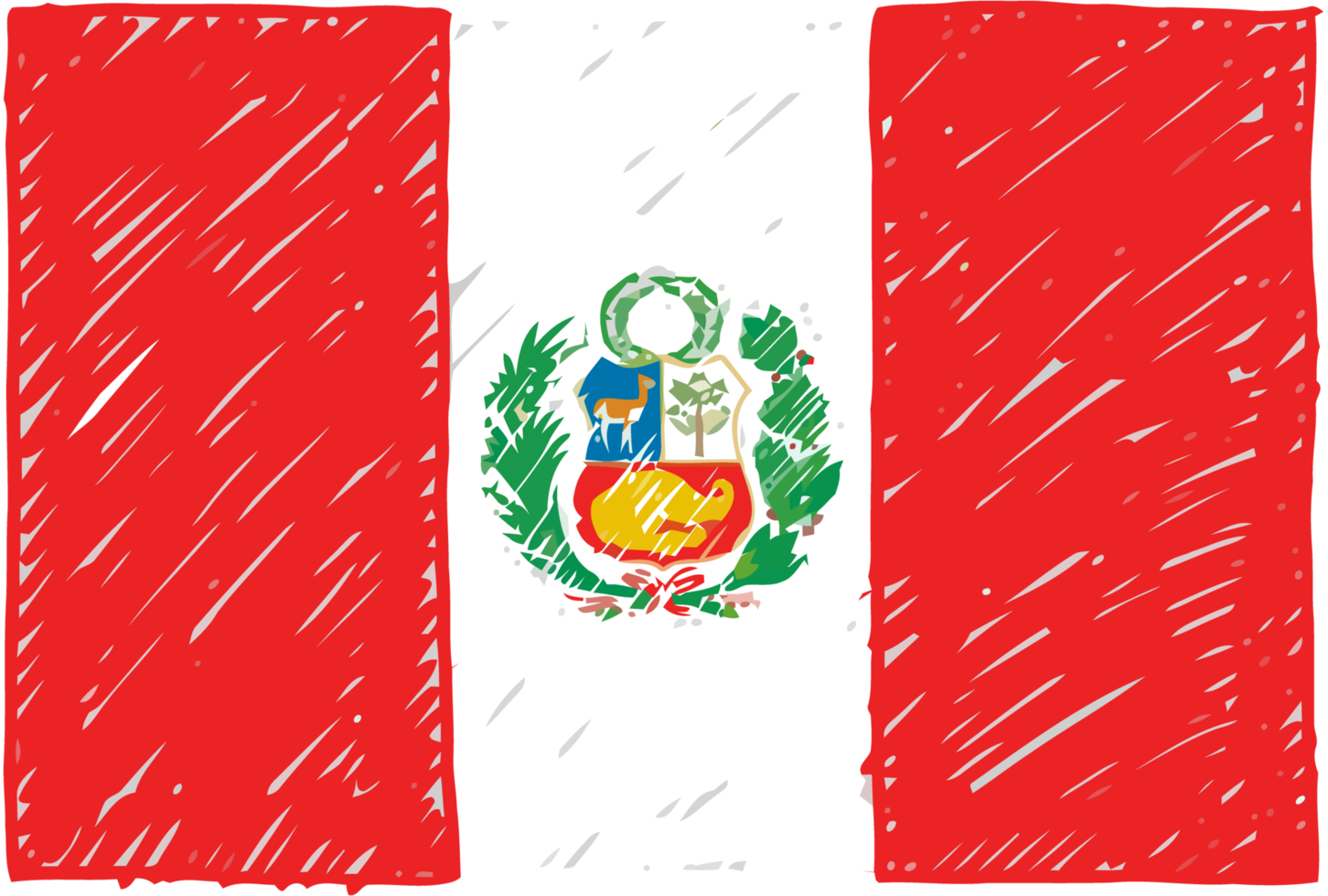 Peru nationaal land vlag potlood kleur schetsen illustratie met transparant achtergrond png