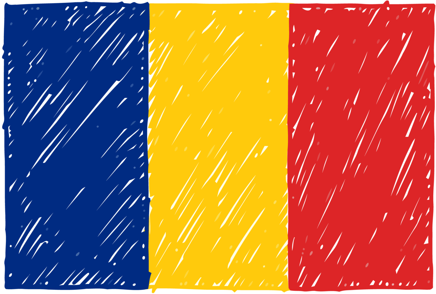 rumänien nationell Land flagga penna Färg skiss illustration med transparent bakgrund png