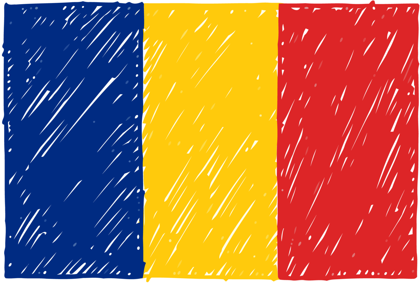 Romania National Country Flag Pencil Color Sketch Illustration with Transparent Background png