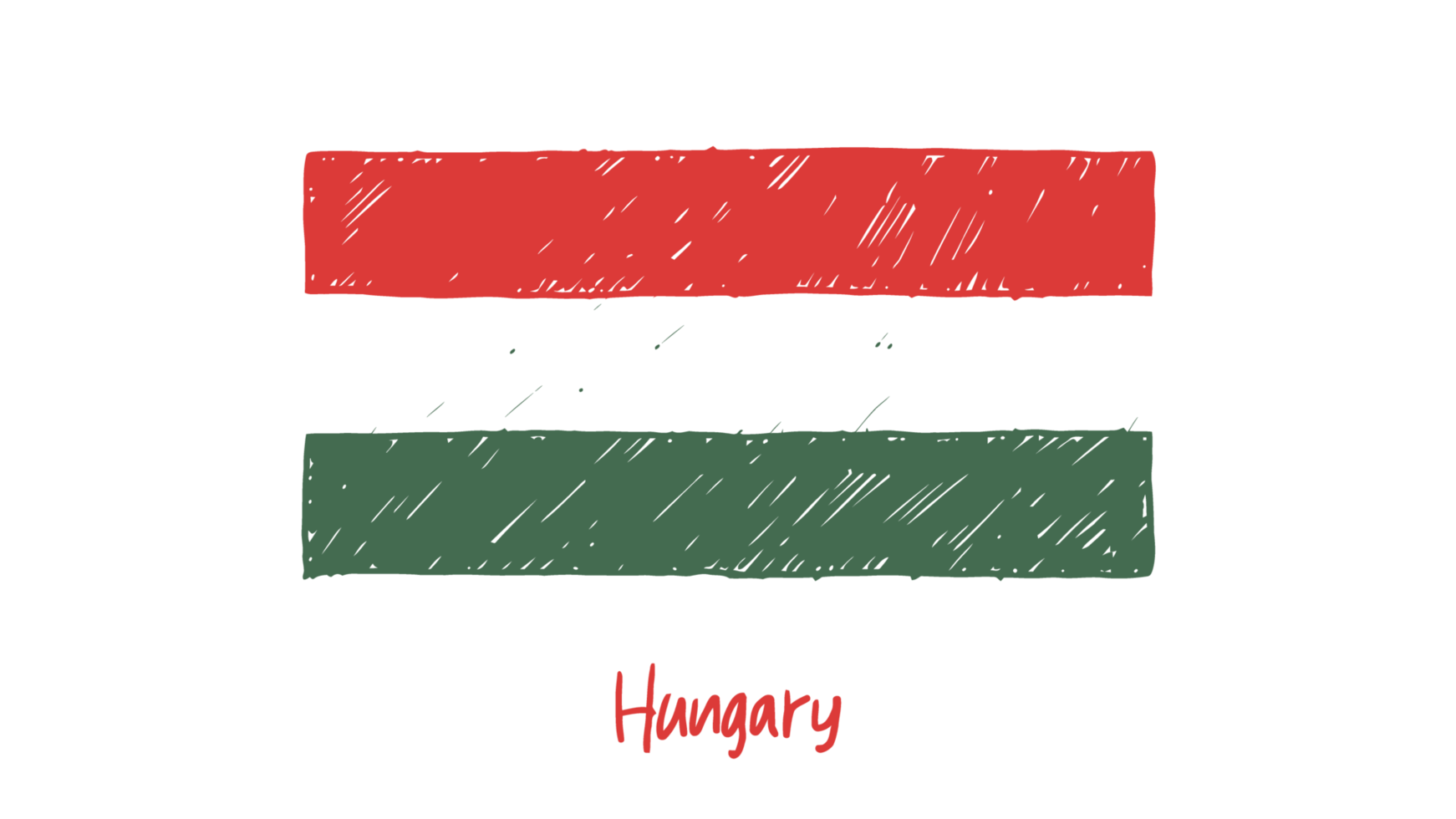 Hungary National Country Flag Pencil Color Sketch Illustration with Transparent Background png