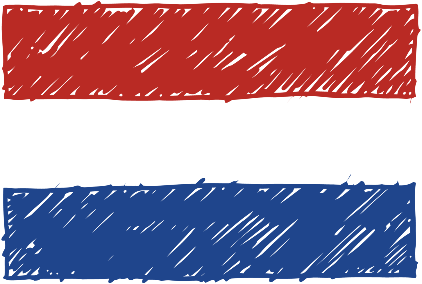 Netherlands National Country Flag Pencil Color Sketch Illustration with Transparent Background png