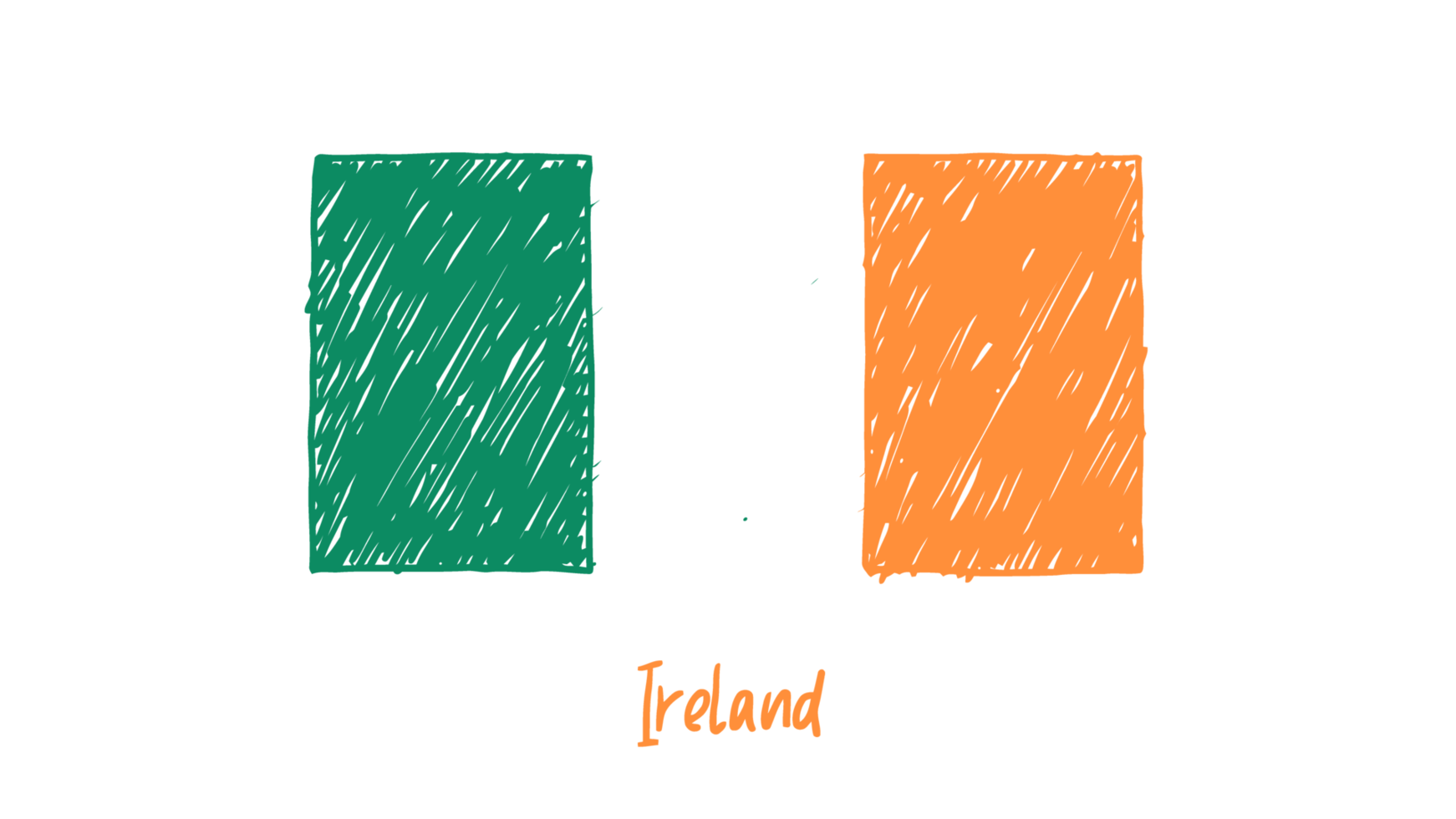 Ierland nationaal land vlag potlood kleur schetsen illustratie met transparant achtergrond png