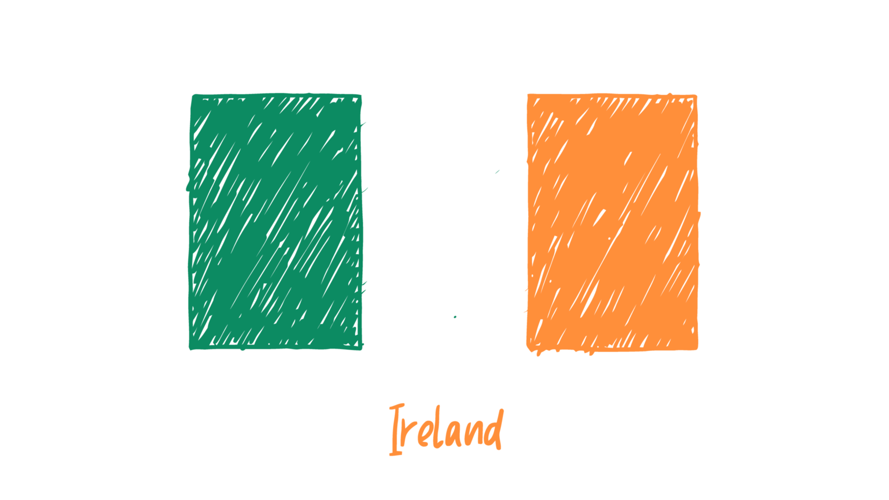 Ireland National Country Flag Pencil Color Sketch Illustration with Transparent Background png