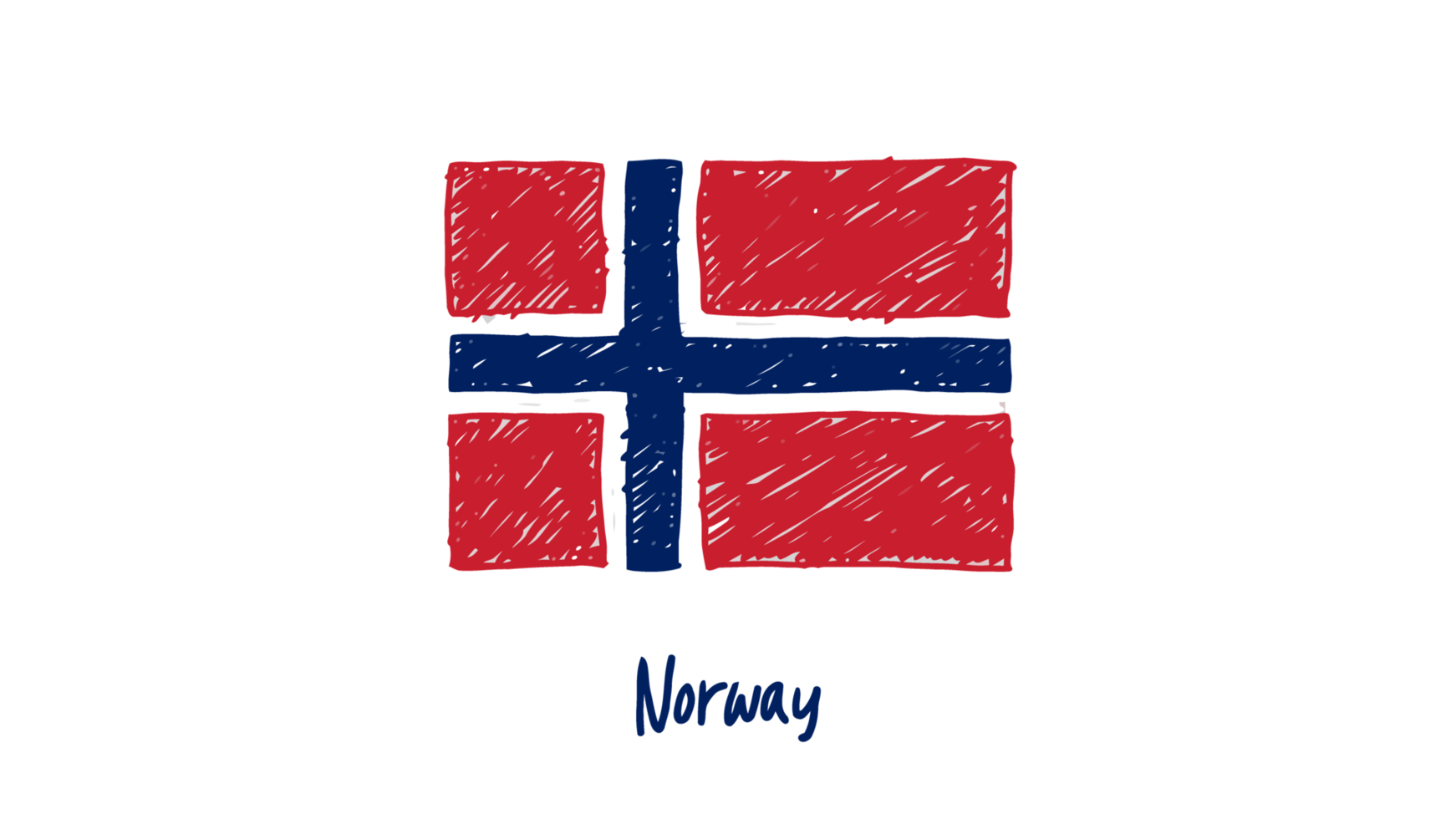 ilustração de esboço de cor de lápis de bandeira de país nacional de noruega com fundo transparente png