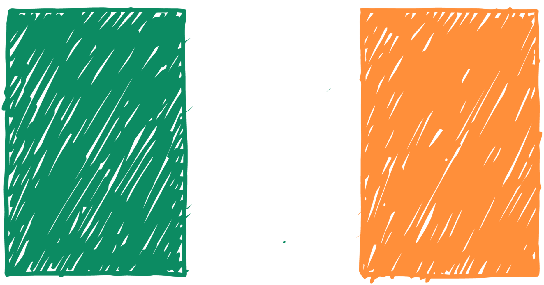Ierland nationaal land vlag potlood kleur schetsen illustratie met transparant achtergrond png