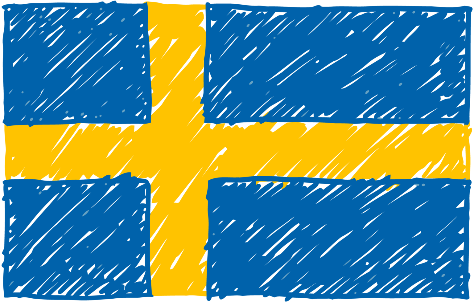 Svezia nazionale nazione bandiera matita colore schizzo illustrazione con trasparente sfondo png