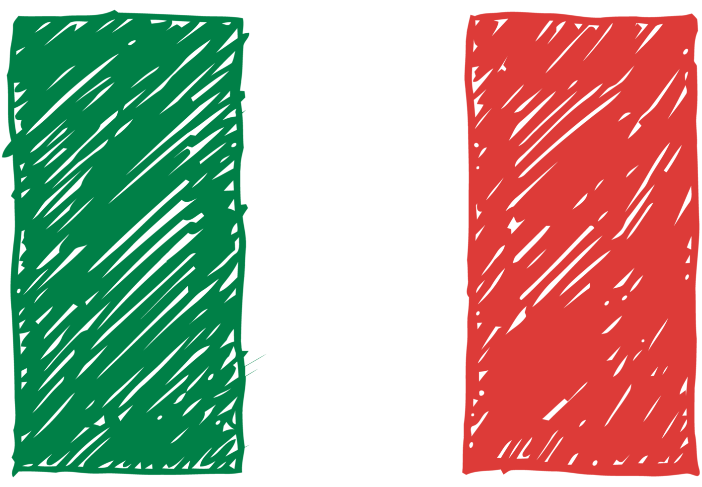 ilustración de dibujo de color de lápiz de bandera de país nacional de italia con fondo transparente png