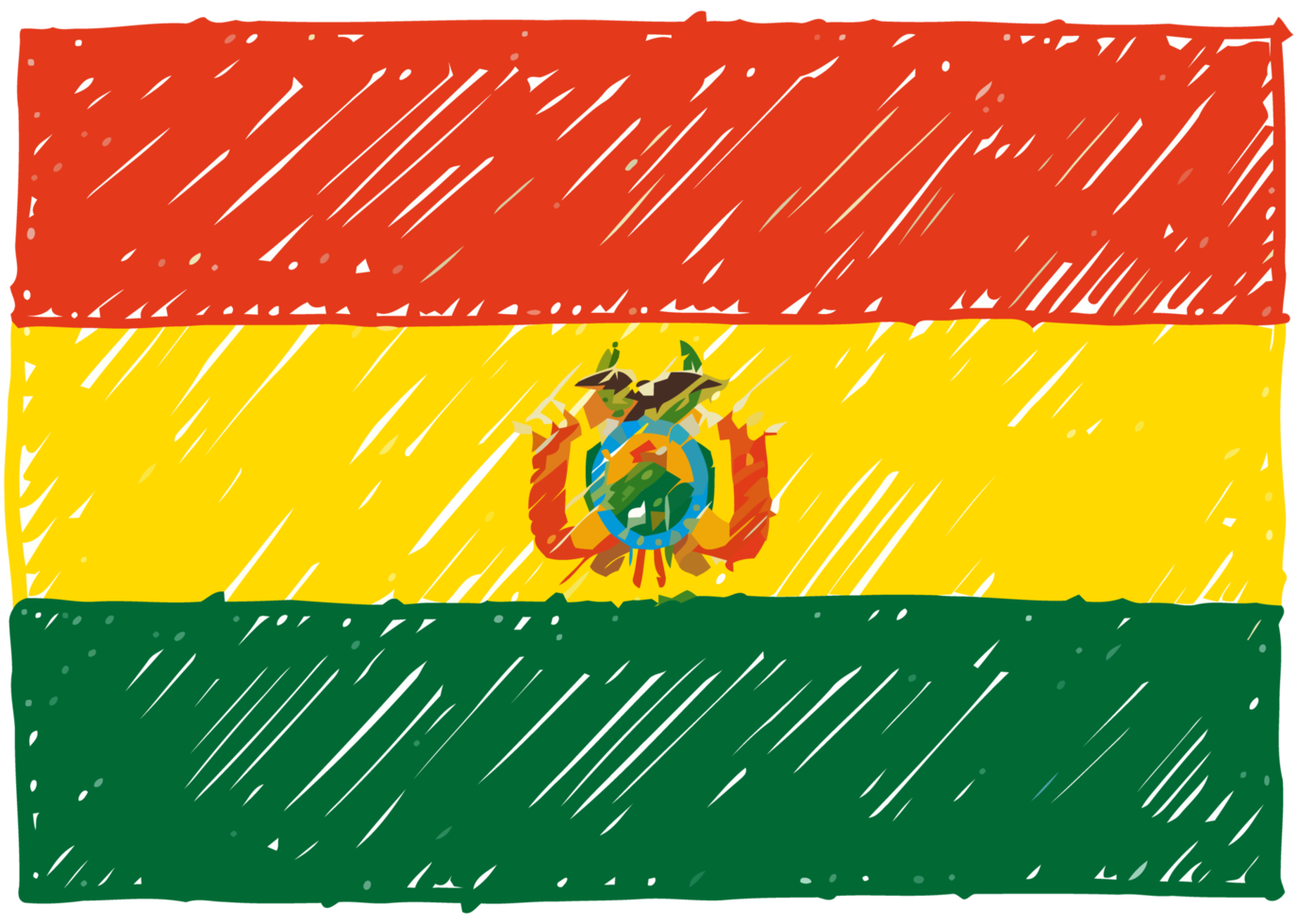 Bolivia National Country Flag Pencil Color Sketch Illustration with Transparent Background png