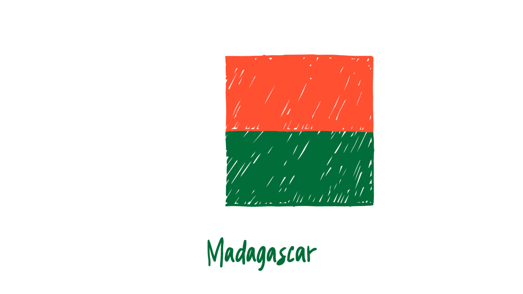 madagaskar nationell Land flagga penna Färg skiss illustration med transparent bakgrund png