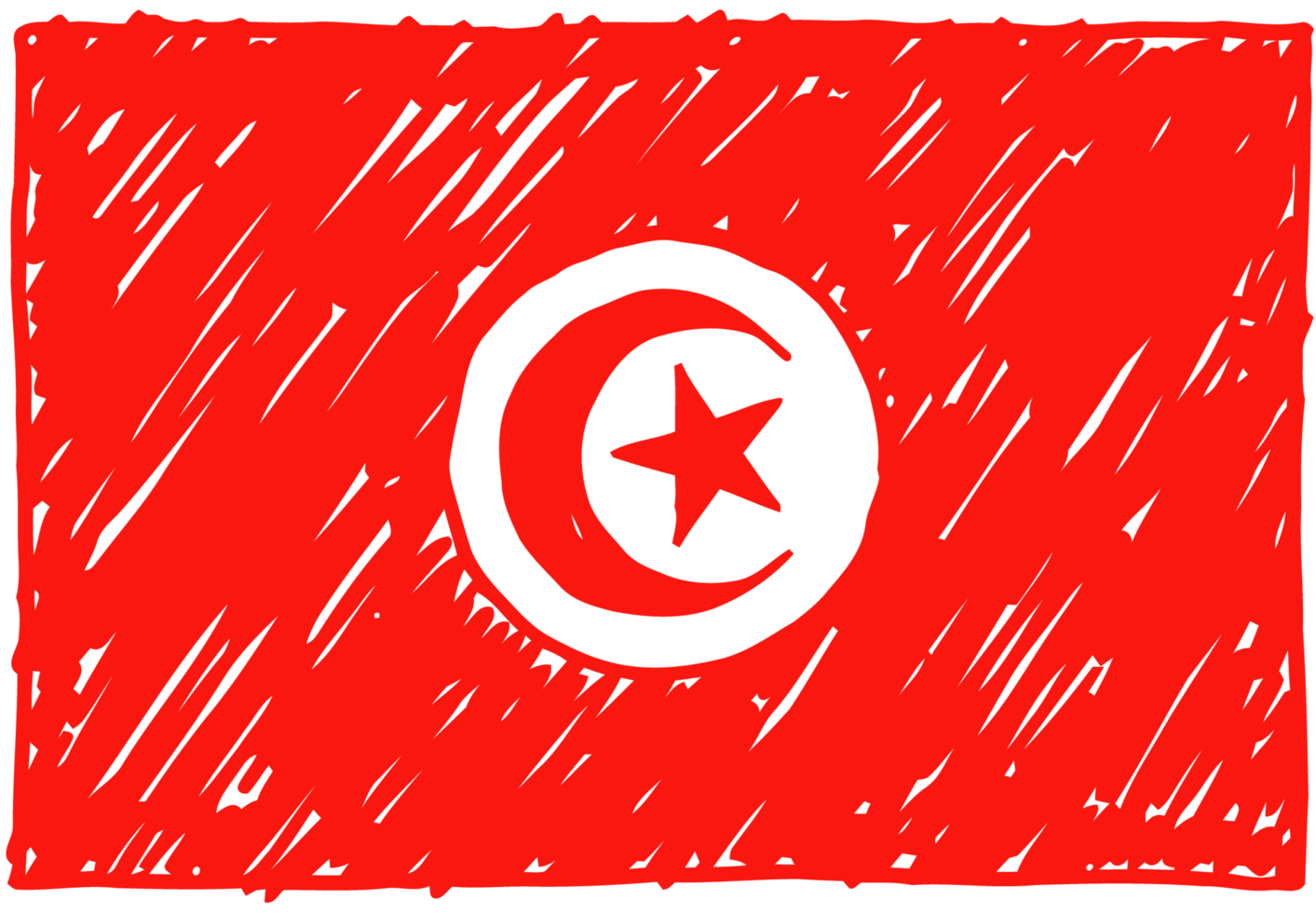 Tunisia National Country Flag Pencil Color Sketch Illustration with Transparent Background png