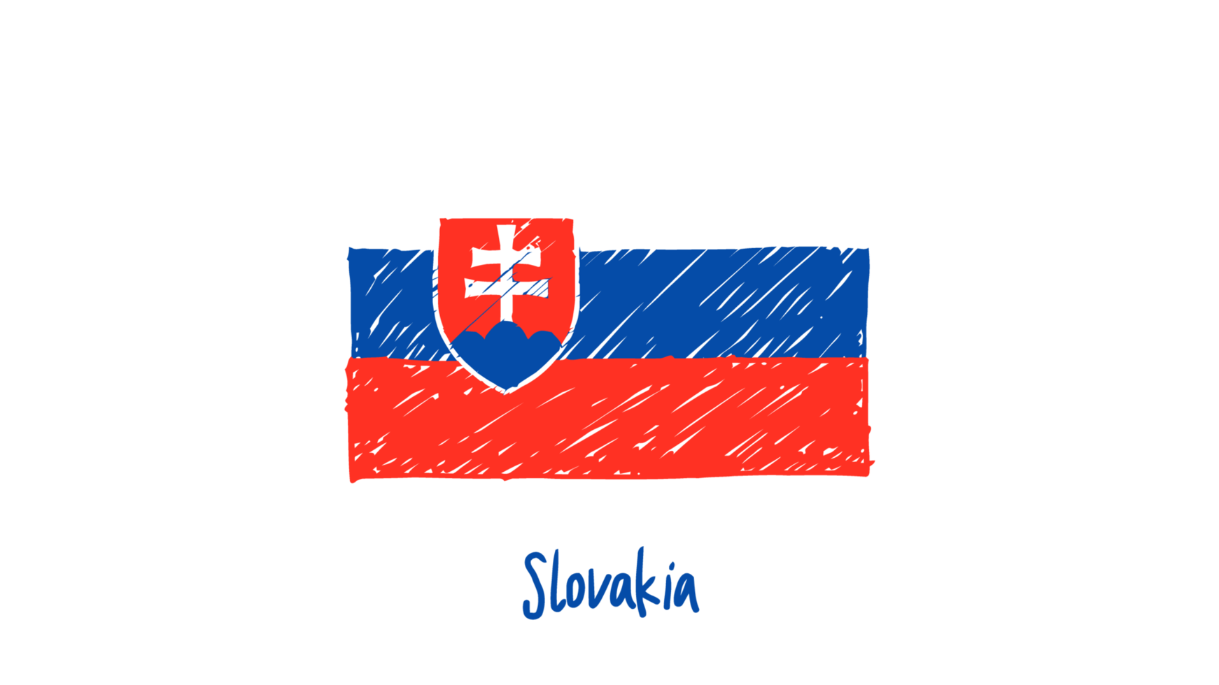 Slovakia National Country Flag Pencil Color Sketch Illustration with Transparent Background png