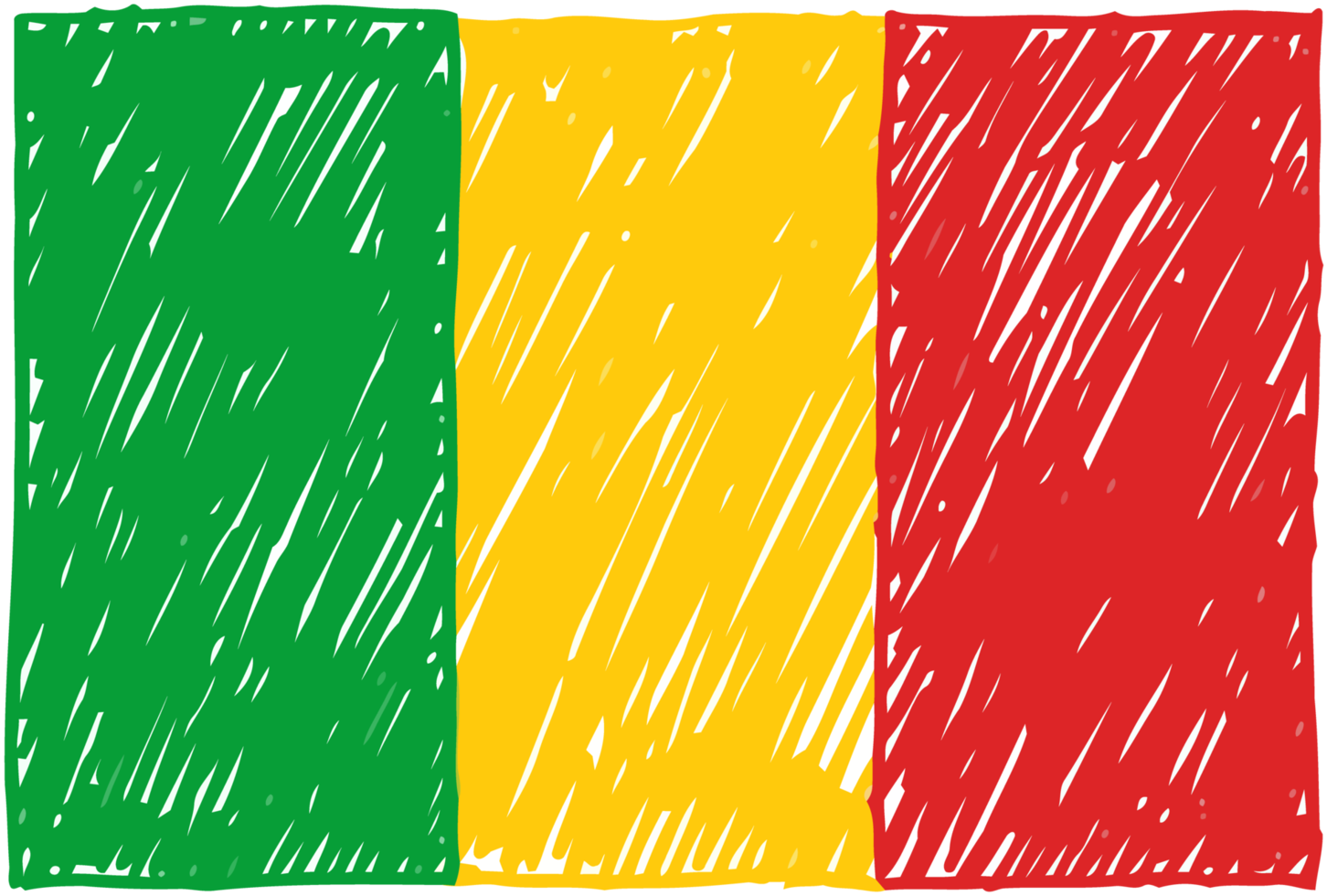 Mali National Country Flag Pencil Color Sketch Illustration with Transparent Background png
