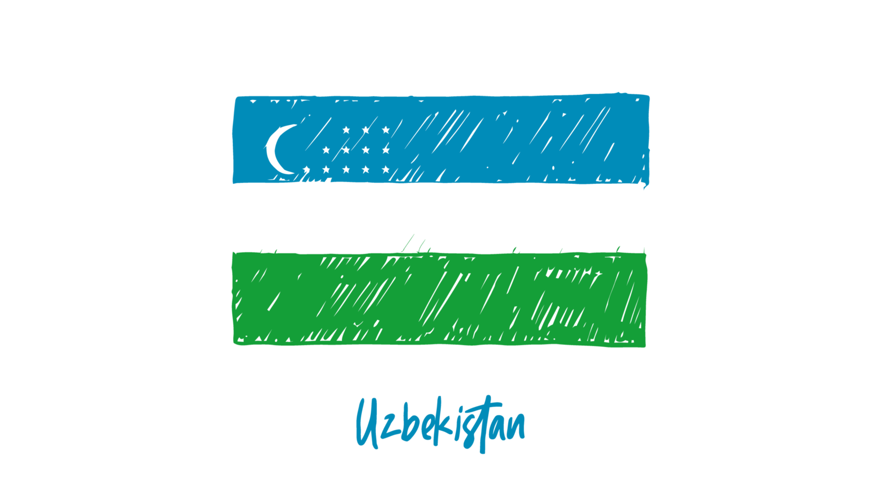Uzbekistan National Country Flag Pencil Color Sketch Illustration with Transparent Background png