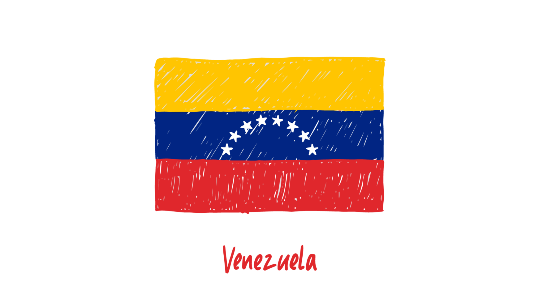 Venezuela National Country Flag Pencil Color Sketch Illustration with Transparent Background png