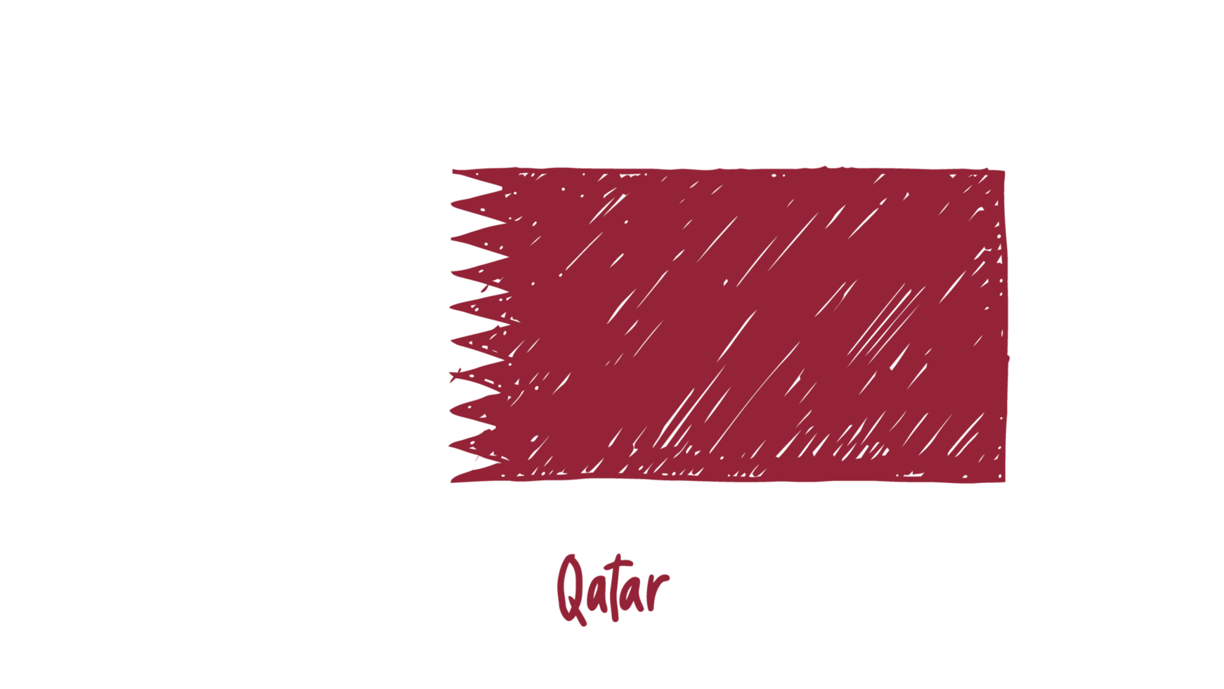 Qatar National Country Flag Pencil Color Sketch Illustration with Transparent Background png
