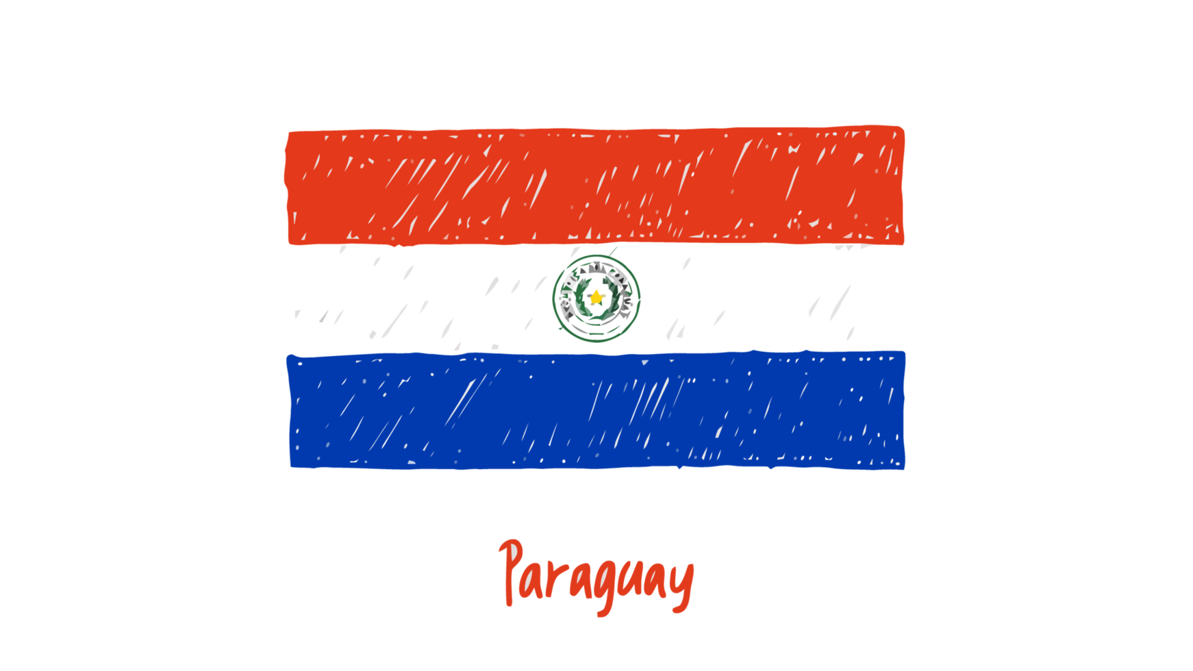 Paraguay National Country Flag Pencil Color Sketch Illustration with Transparent Background png