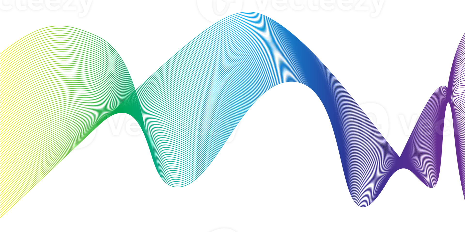 Wave lines smooth flowing dynamic multicolor gradient isolated on transparent background png