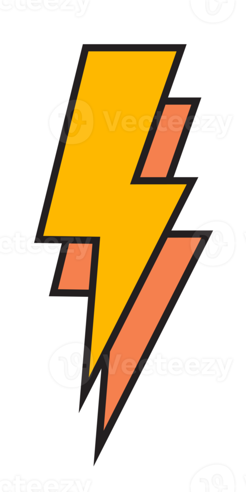 Thunder and bolt lighting flash icon, electric power symbol png