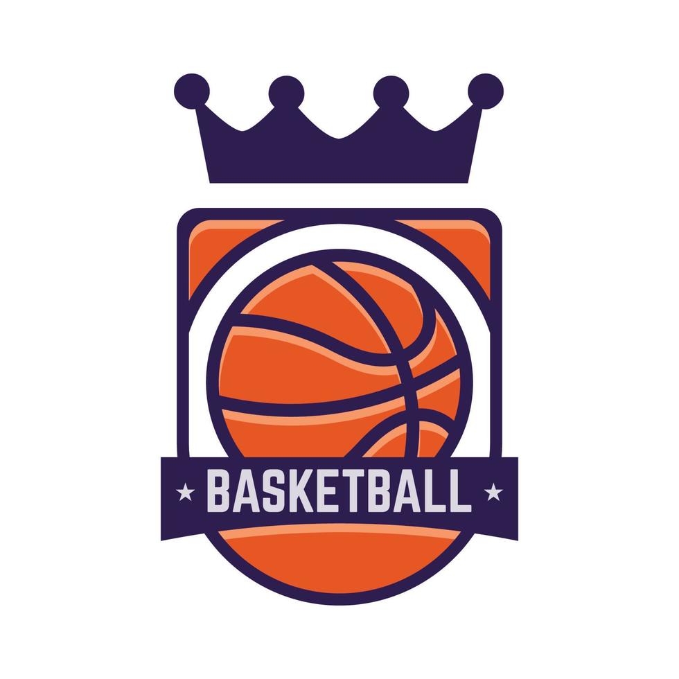 plantilla de emblema de logotipo de baloncesto minimalista, con fondo blanco aislado vector