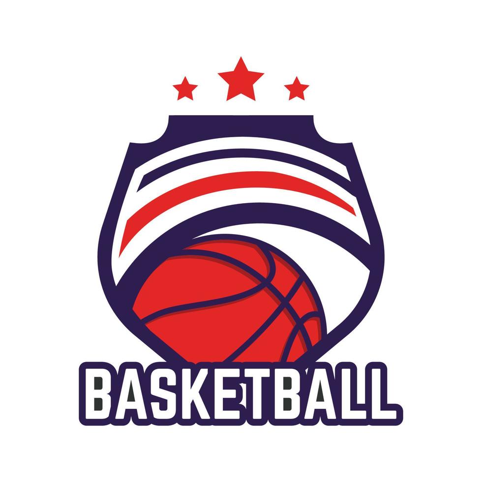 plantilla de emblema de logotipo de baloncesto minimalista, con fondo blanco aislado vector