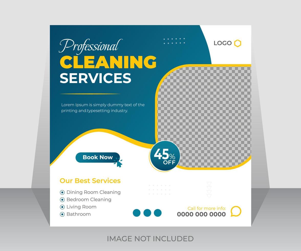 Professional Cleaning Service Social Media Post Banner Template Design vector