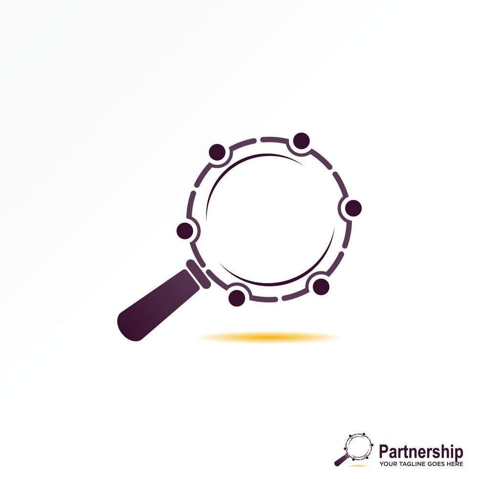 Magnifying Glass with People in circle image graphic icon logo design abstract concept vector Stock. Can be used as a symbol related to the community or finder