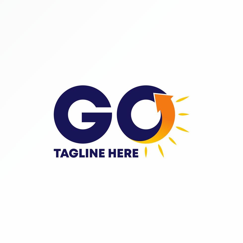 Unique Letter or word GO sans serif font with arrow like sun Image graphic icon logo design abstract concept vector stock. Can be used as a symbol related to initial or monogram