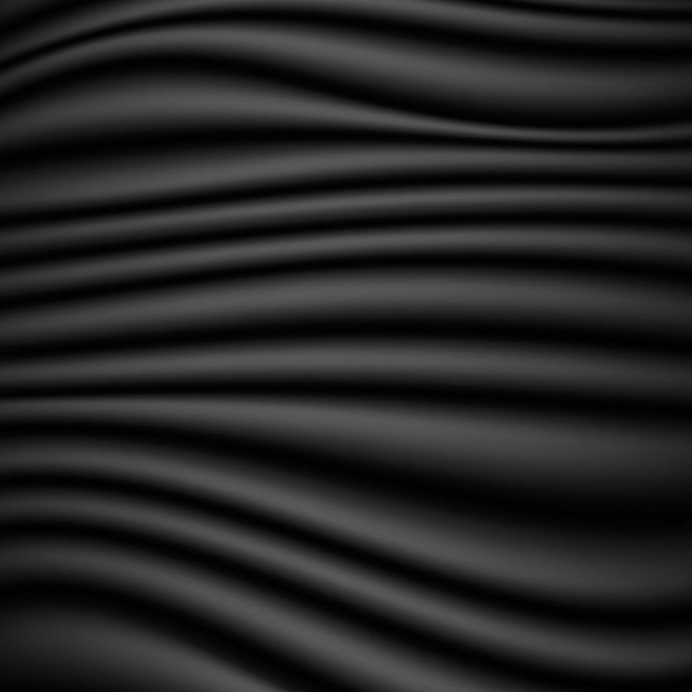 Abstract background of black fabric texture. Wallpaper luxury by soft curve of canvas and wave. Illustration background of black cloth and satin. vector