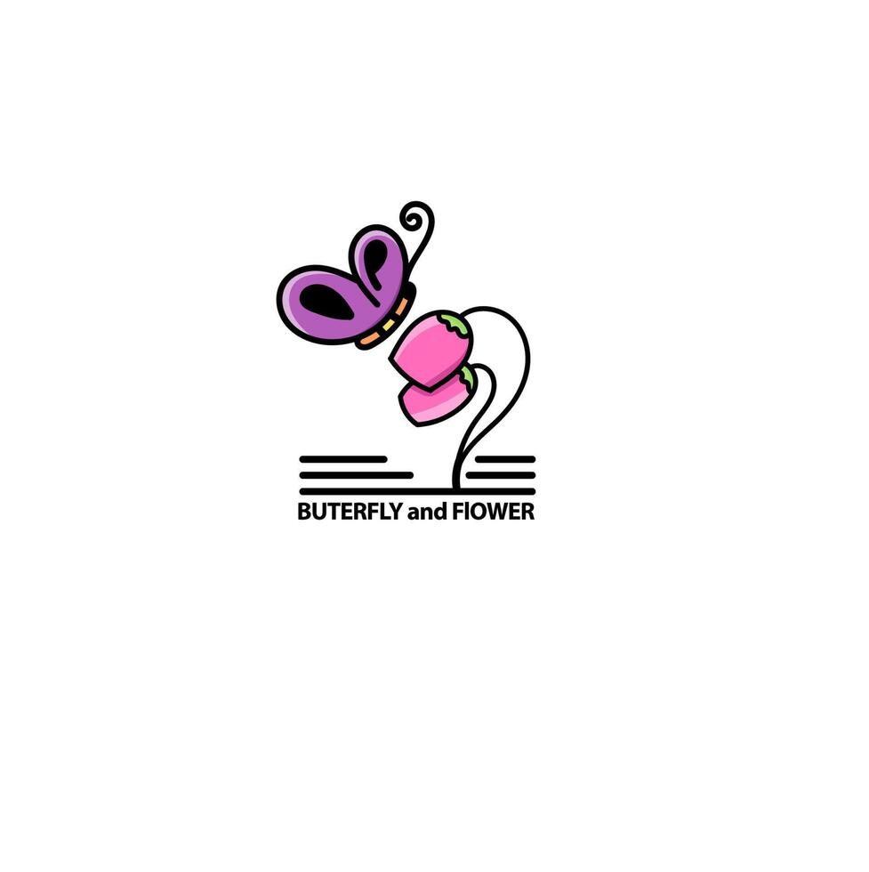 butterfly and flower logo free vector