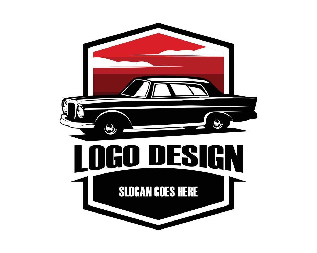 vintage car of 1963. isolated white background elegantly showing from side. Best for badge, emblem, icon, sticker design, vintage car industry. vector