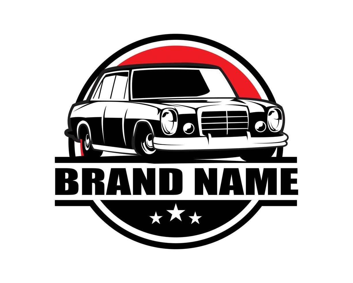 luxury classic car silhouette vector illustration isolated on white background showing from front. Best for badge, emblem, icon, sticker design. available eps 10.