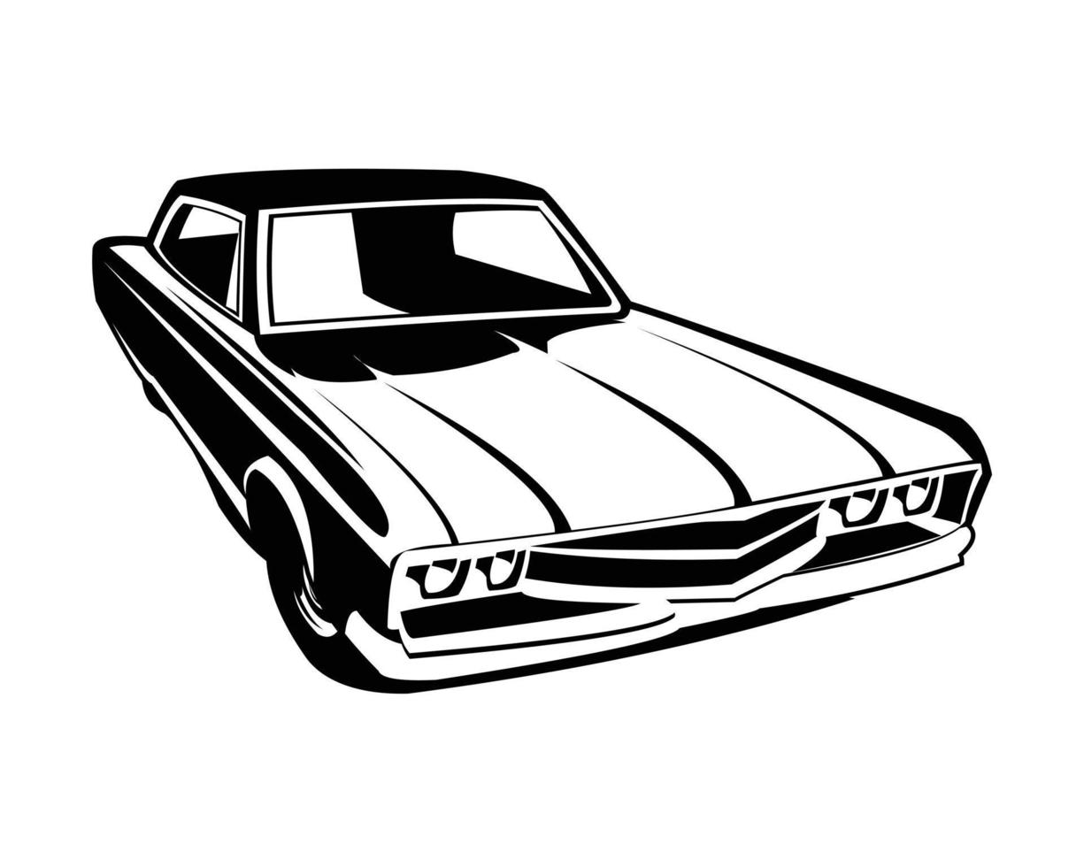 vintage muscle car silhouette. isolated white background view from side. Best for logo, badge, emblem, icon, sticker design and car industry. available in eps 10. vector