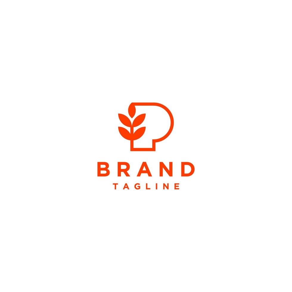 Letter P Logo Design and Grain Icon. Simple logo design of grain icon with continuous lines forming letter P. vector
