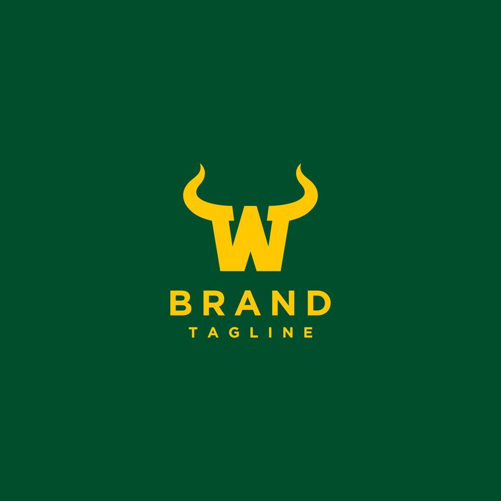 Letter W with Horn Logo Design. Bold letter W logo design with horn accent on it. vector