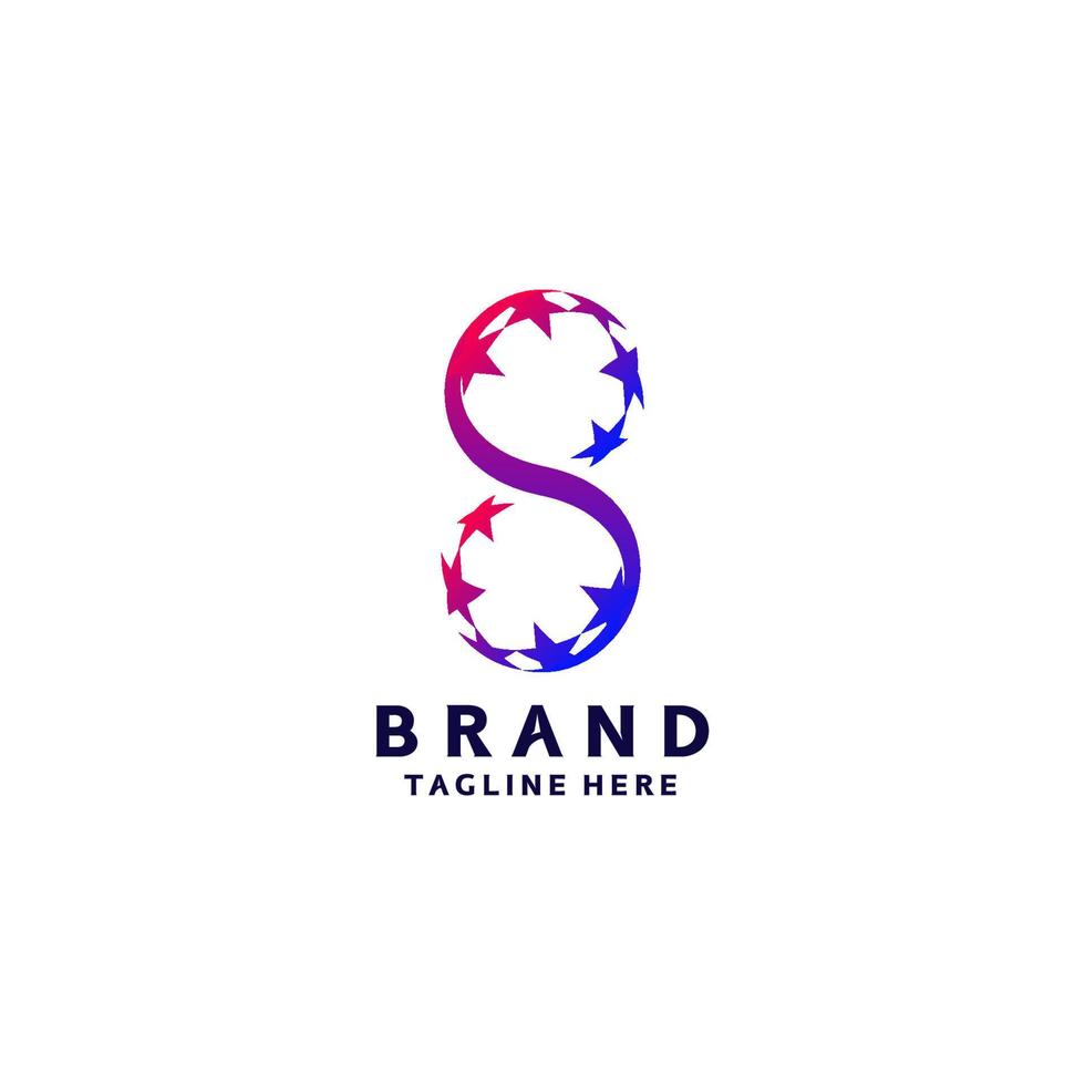 Letter S Logo Design with Star Accent. Unique Letter S Logo Design with stars rotating around it. vector