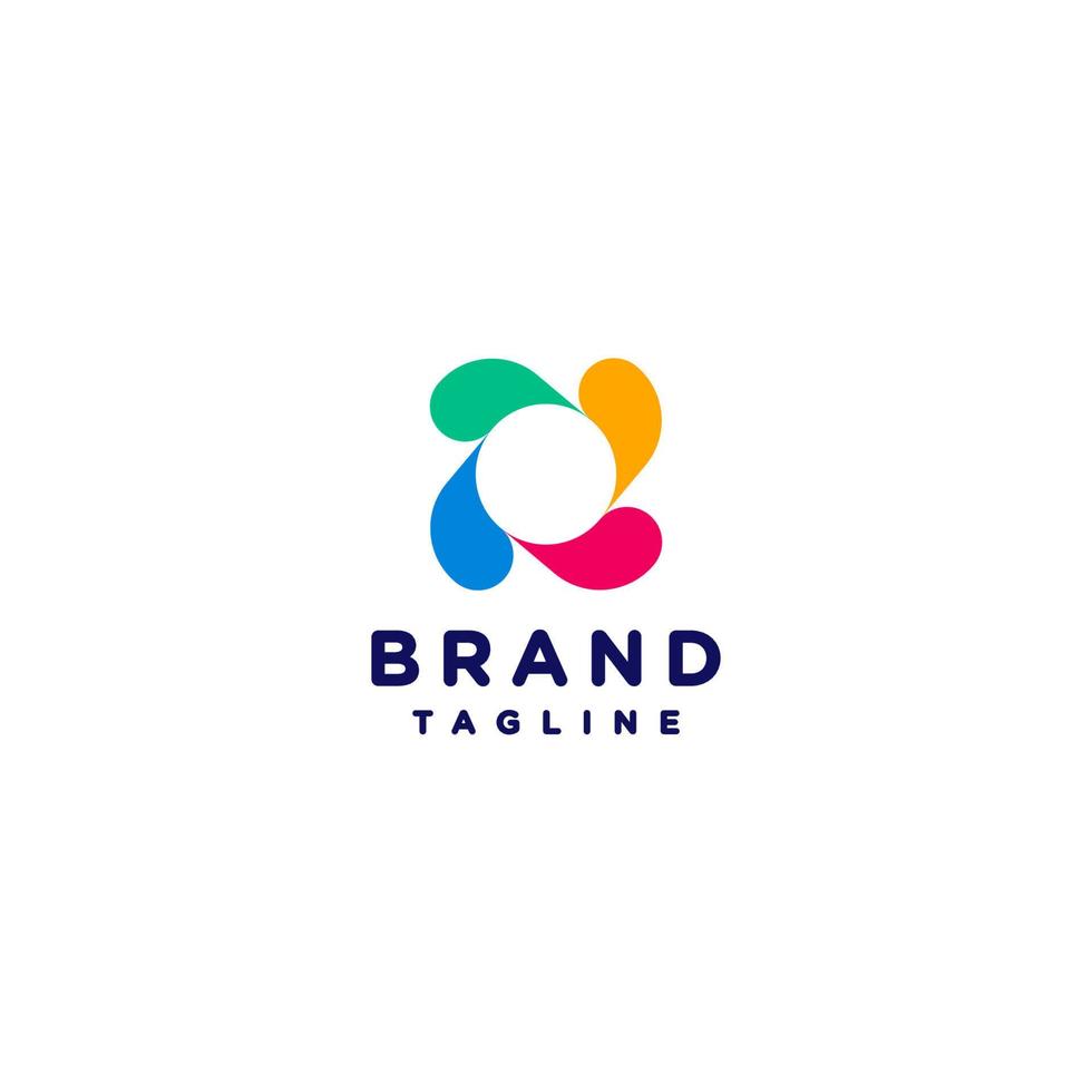 Simple Colorful Propeller Logo Design. Colorful rotating propeller logo design with a white circle in the center. vector