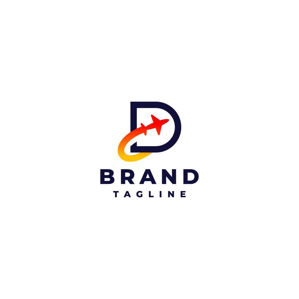 Simple Logo Design Airplane inside Letter D. Playful logo design initial letter D with an airplane icon flashing in the middle. vector