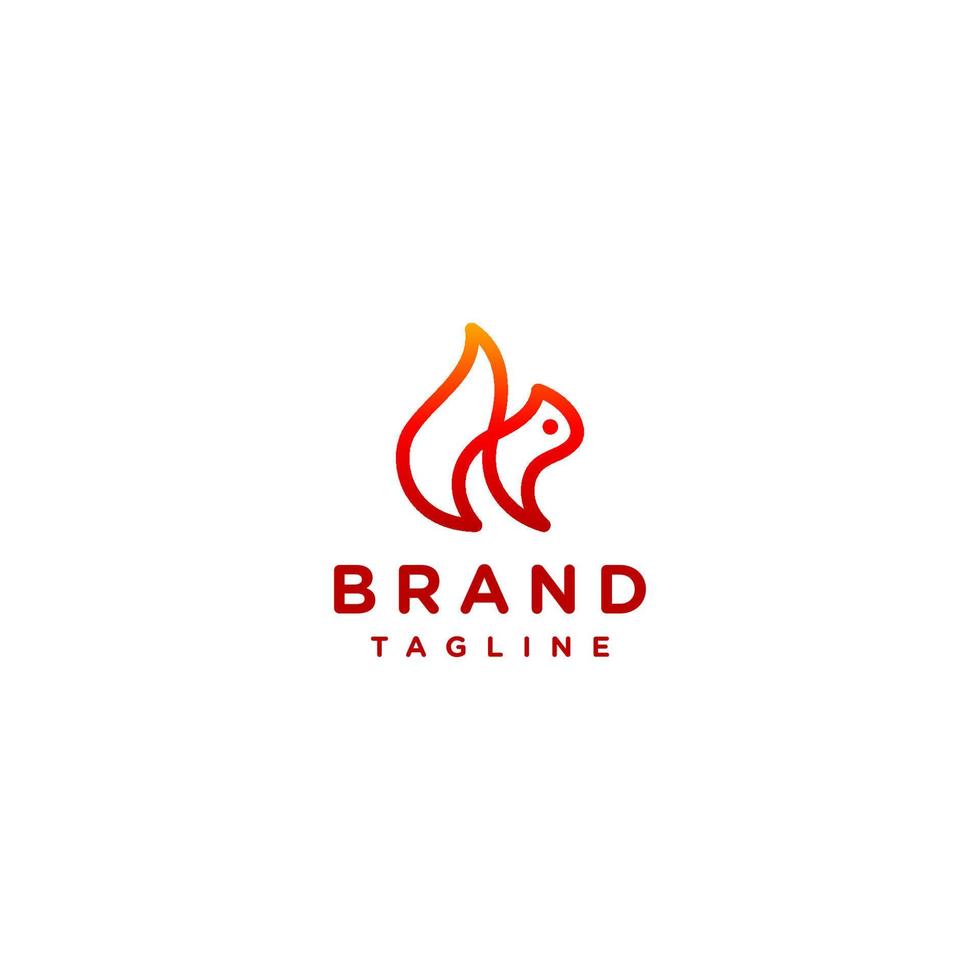 Modern Squirrel Outline Logo Design. Simple squirrel animal outline logo design in the form of a fire symbol. vector