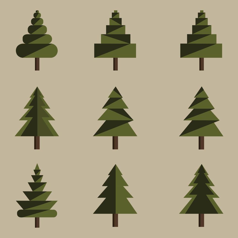 vector de conjunto de árbol de pino verde