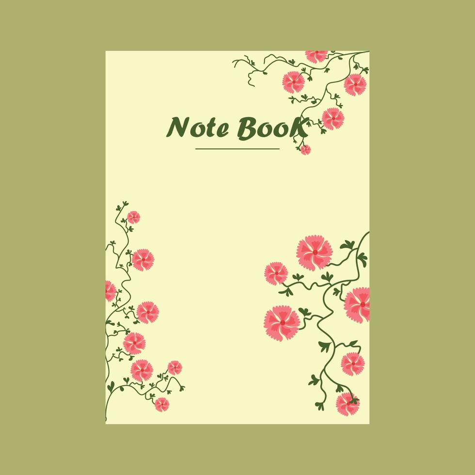 Nature style note book cover vector design with flower leaf vector
