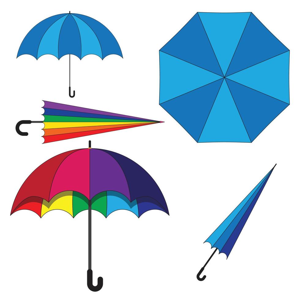 Colorful Umbrella set vector