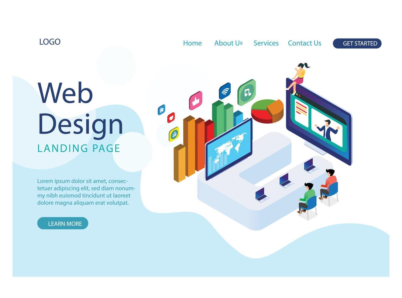 The modern concept of isometric graph analysis and online data processing. online based vector illustration Suitable for Diagrams, Infographics, Game Asset, And Other Graphic Related Assets