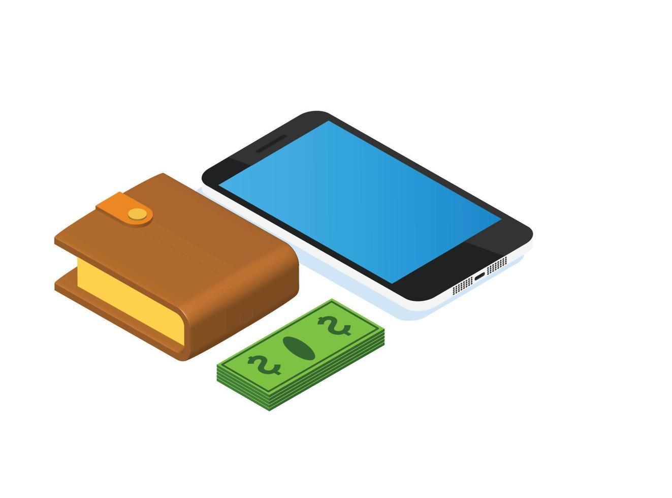 Wallet isometric icon isolated. Created For Mobile, Web, Print Products, Applications. Vector illustration. Suitable for Diagrams, Infographics, Game Asset, And Other Graphic Related Assets