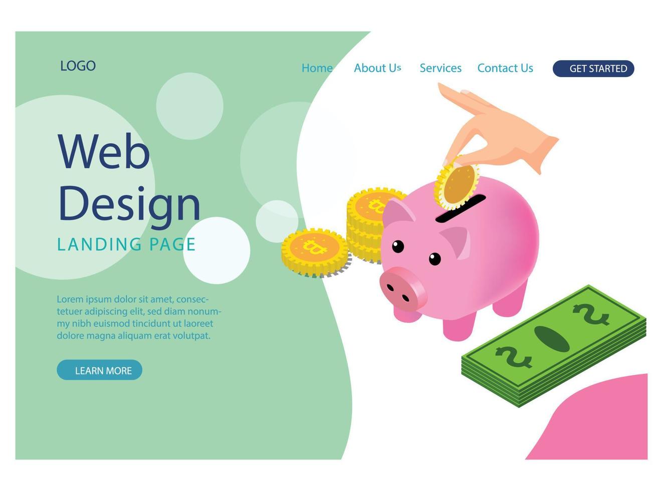 Game website landing page design template Vector Image