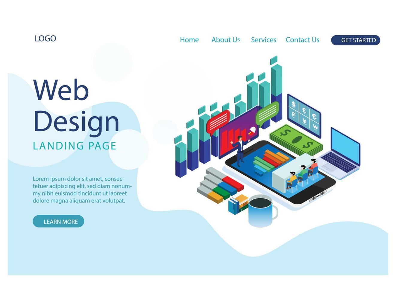 The modern concept of isometric graph analysis and online data processing. online based vector illustration Suitable for Diagrams, Infographics, Game Asset, And Other Graphic Related Assets