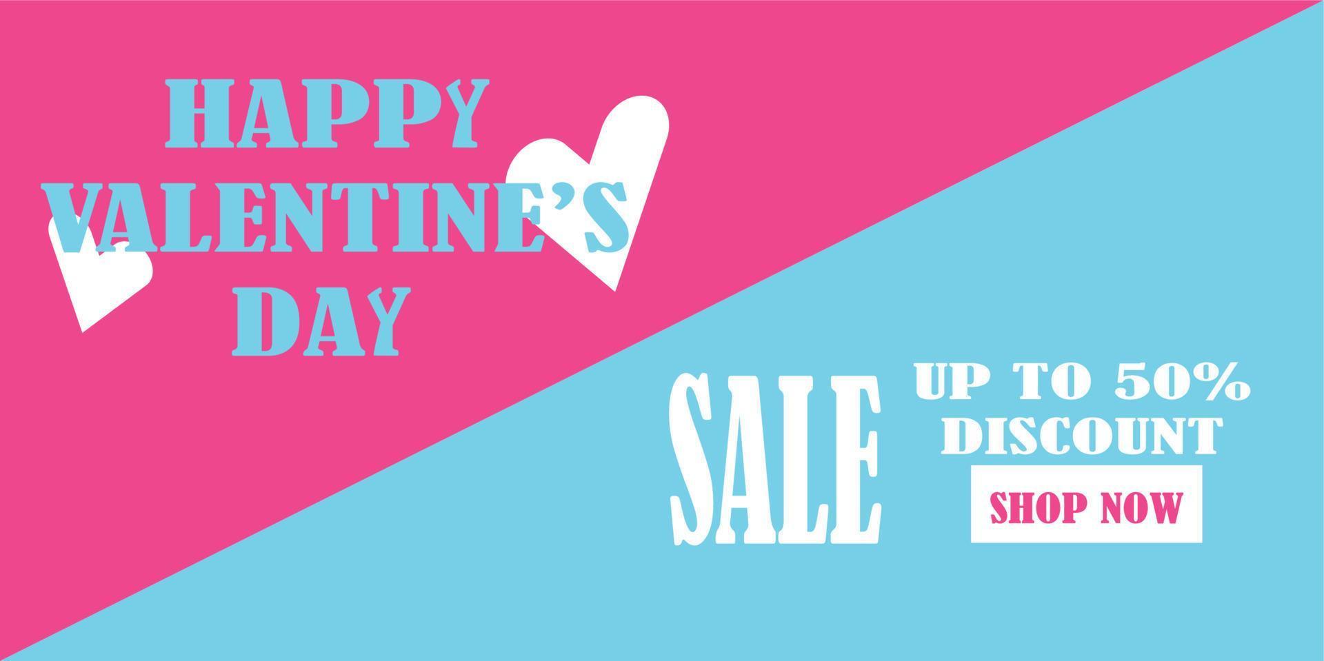 encabezado o banner de venta de celebración de feliz día de san valentín con una oferta de descuento. promoción y plantilla de compras o fondo para el amor y el concepto de día de san valentín ilustración vectorial vector