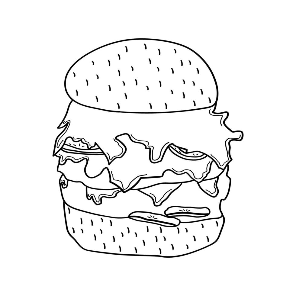 Burger icon in flat style. Hamburger icon on white isolated background. Cheeseburger business concept. vector