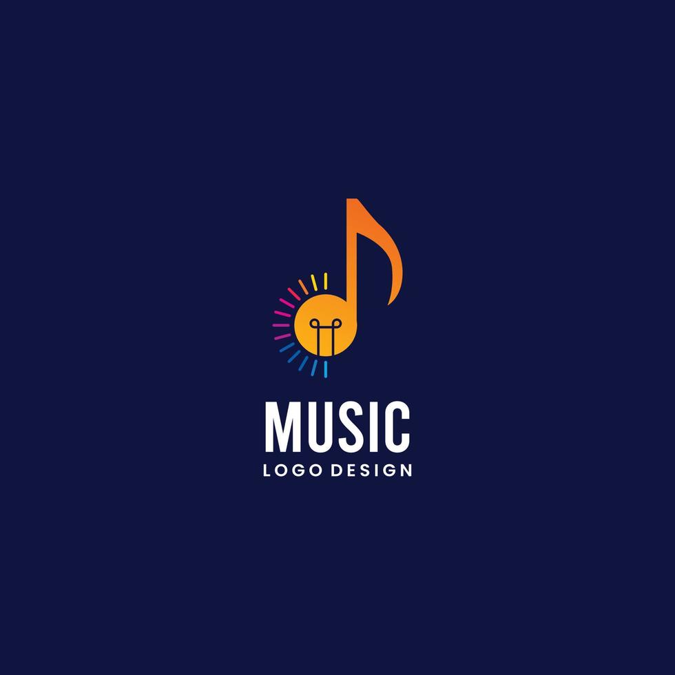 logotipo de música creativa, nota musical combinada con el concepto moderno del logotipo de la bombilla vector